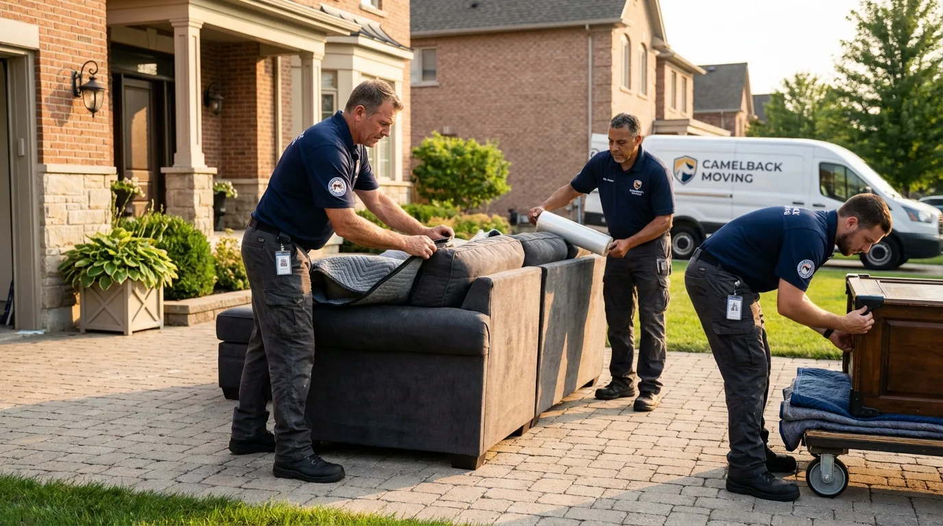 Large estate moving crew wrapping furniture in Delmar, DE